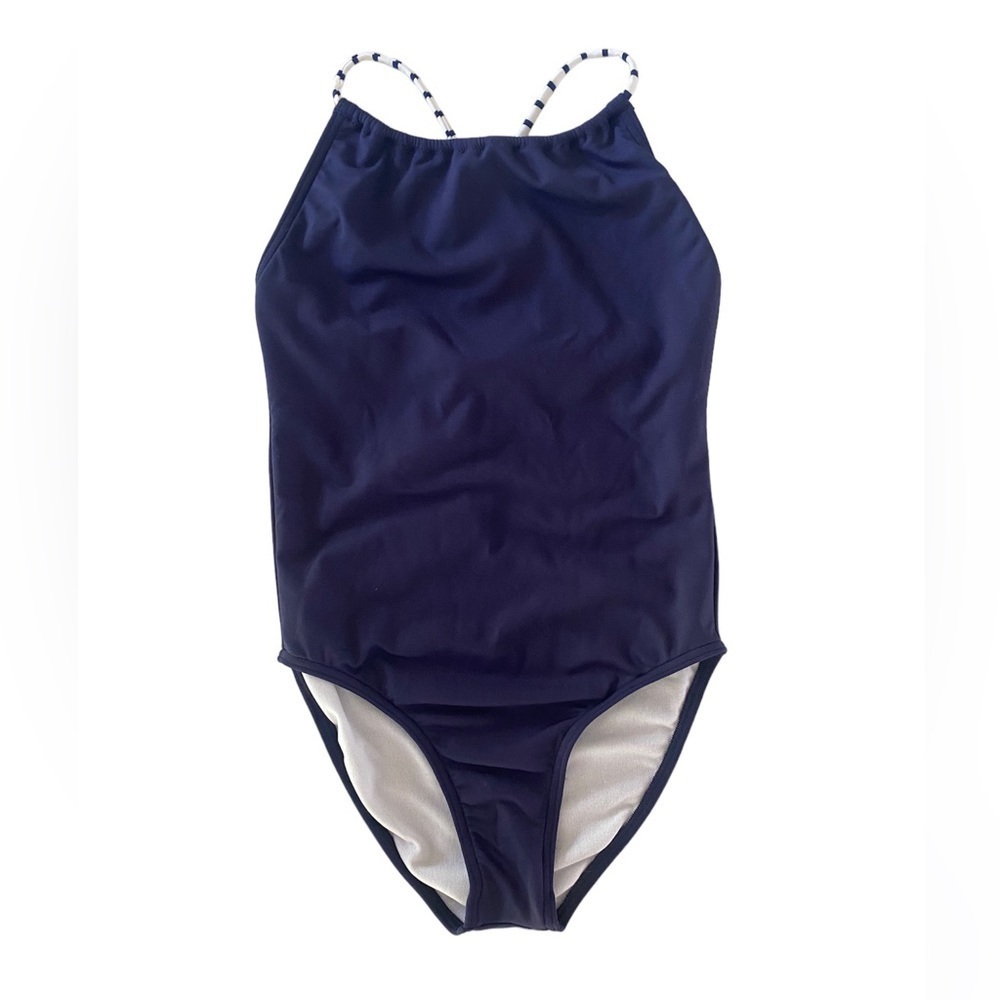 Melissa Odabash Girls One Piece Bathing Suit Swimsuit Navy 12 NWT